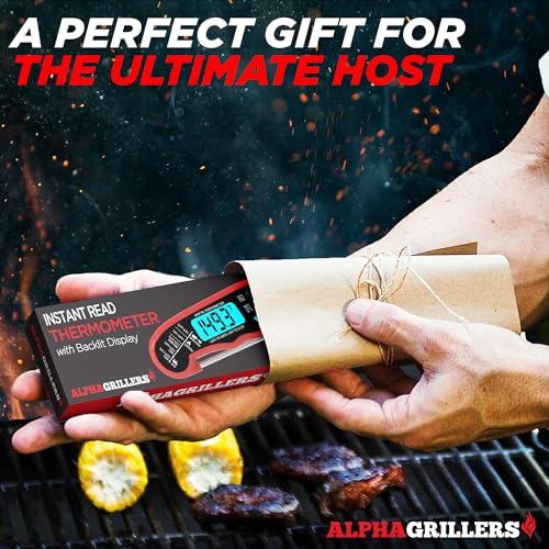 Alpha Grillers Instant Read Meat Thermometer for Grill and Cooking. Best Waterproof Ultra Fast Thermometer with Backlight & Calibration. Digital Food Probe for Kitchen, Outdoor Grilling and BBQ! - Grill Parts America