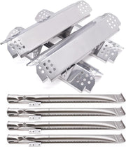 Grill Replacement Parts for Nexgrill 720-0830H, 4 Pack Grill Burners and Heat Plates Shield for Home Depot Nexgrill 4 Burner 720-0830H Gas Grills