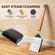 Bristle Free Grill Brush, Safe BBQ Cleaner with Stainless Steel Scraper for Outdoor Grill