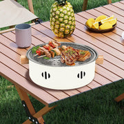 Portable Charcoal Barbecue Grill, 1Pc Small Outdoor Camping Grill (Beige)