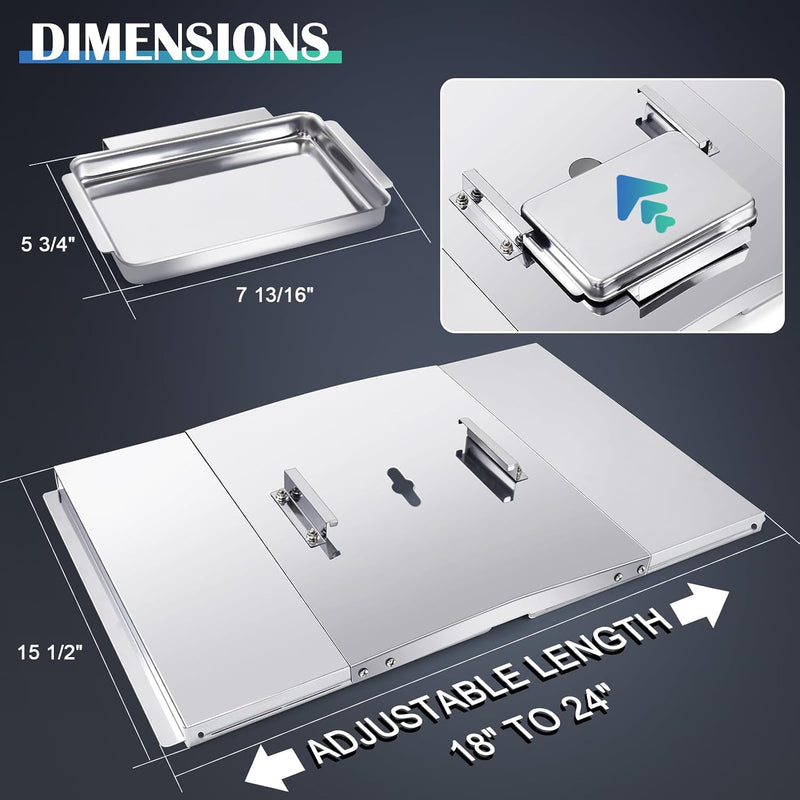 Grease Tray with Catch Pan for Nexgrill, Dyna Glo, Kenmore, BHG, Expert, Backyard Grill, Uniflame, BBQ Pro, BBQ Grillware Grill Replacement Parts, Adjustable 18''-24'' Gas Grill Drip Pan.
