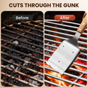 Bristle Free Grill Brush, Safe BBQ Cleaner with Stainless Steel Scraper for Outdoor Grill
