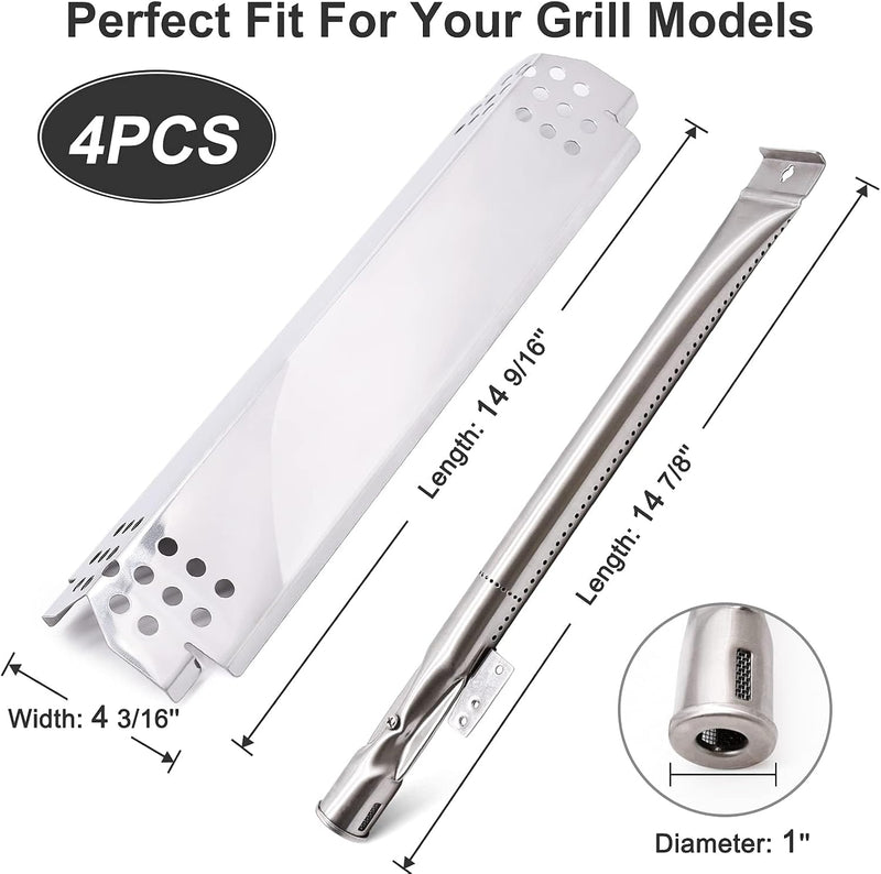 Replacement Parts for Nexgrill 4 Burner 720-0830H 720-0830D, Grill Heat Shield, Burners & Thermometer Kit for Nexgrill 720-0888 720-0882S 720-0894F, Members Mark 720-0830G Grill.