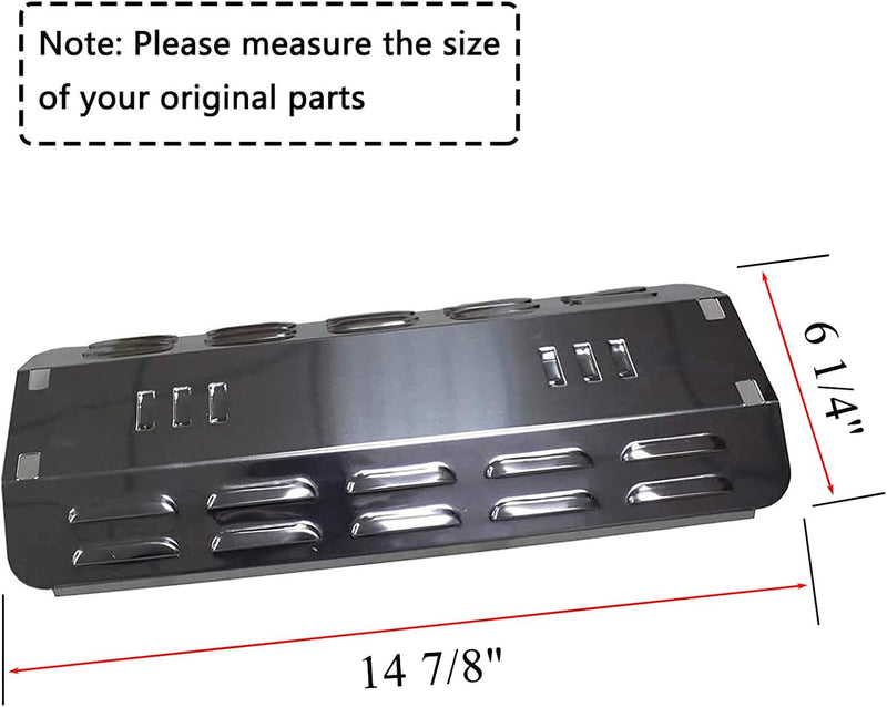 Grill Replacement Parts for Master Forge MFA350CNP, MFA350BNP, Porcelain Steel Heat Plate Shield Burner Cover, Stainless Burner Tube Replacement for Dyna-Glo DGP350NP, 101-03005.