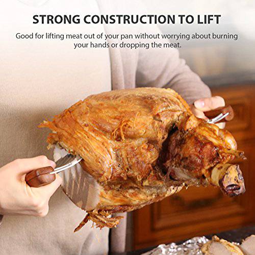 Metal Meat Claws, 1Easylife 18/8 Stainless Steel Meat Forks with Wooden Handle - Grill Parts America