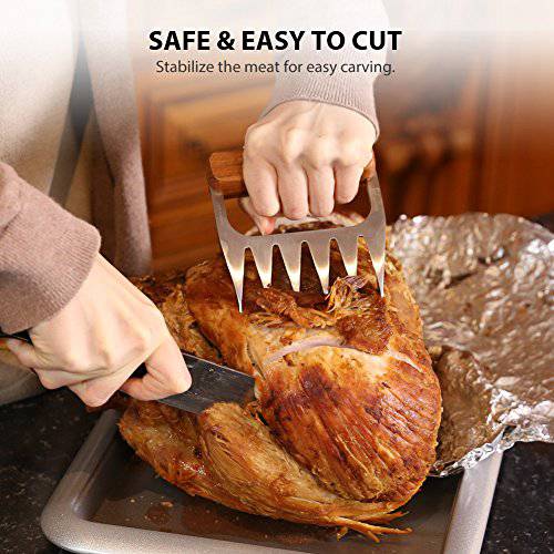 Metal Meat Claws, 1Easylife 18/8 Stainless Steel Meat Forks with Wooden Handle - Grill Parts America