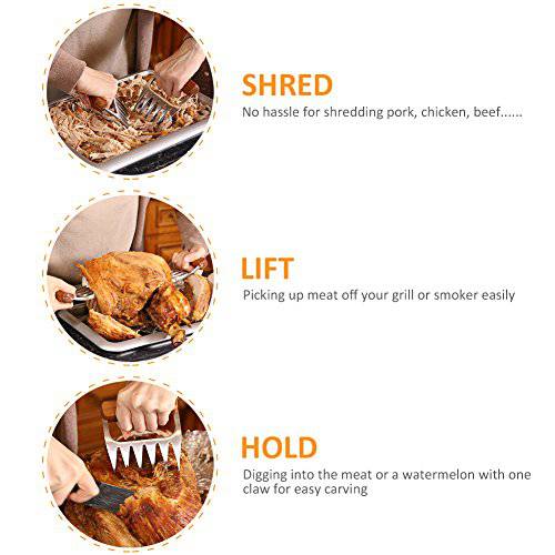 Metal Meat Claws, 1Easylife 18/8 Stainless Steel Meat Forks with Wooden Handle - Grill Parts America