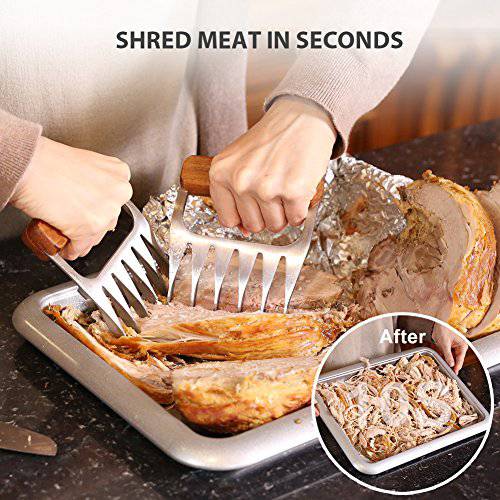 Metal Meat Claws, 1Easylife 18/8 Stainless Steel Meat Forks with Wooden Handle - Grill Parts America