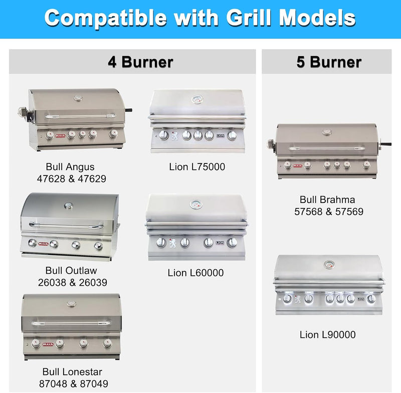 Grill Replacement Parts for Bull 47629 47628 26039 26038 87048 87049 BBQ Grill, 16517 Cooking Grate & 16521 16631 Flame Tamer 16670 16520 Heat Shield & 35717 16516 Grill Burner for Bull Grill