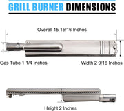 Grill Parts for Jenn-Air 720-0061-LP 720-0099-NG 720-0100-NG 720-0171, 3 Pack Heat Plates and 304 Stainless Steel Grill Burners for Jennair Jenn Air 720-0061 Gas Grill Models