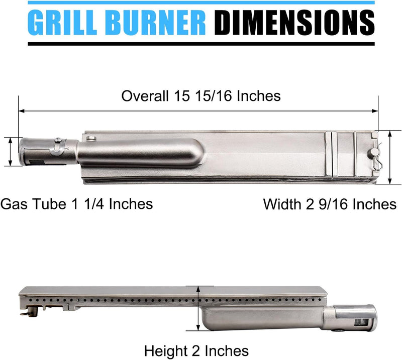 Grill Parts for Jenn-Air 720-0061-LP 720-0099-NG 720-0100-NG 720-0171, 3 Pack Heat Plates and 304 Stainless Steel Grill Burners for Jennair Jenn Air 720-0061 Gas Grill Models