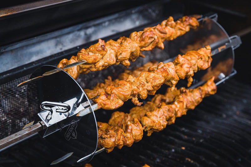 Napoleon Rotisserie Shish-Kebab Skewer Set - Fits Most Spit Rods, 6 Skewers, 2 Rotisserie Plates, Does Not Include Rotisserie