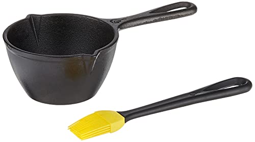 Lodge Cast Iron Silicone Brush Melting Pot, 15.2 oz, Black (Packaging may vary) - Grill Parts America