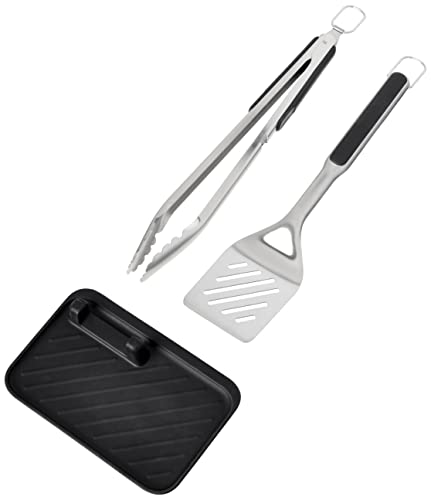 OXO Good Grips Grilling, 3pc Set - Tongs, Turner and Tool Rest, Black - Grill Parts America