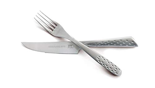 Weber Deluxe Cutlery Set - Serrated Stainless Steel Fork and Knife Set - Weber Barbecue Accessories - 12 Pieces - Silver (17845) - Grill Parts America