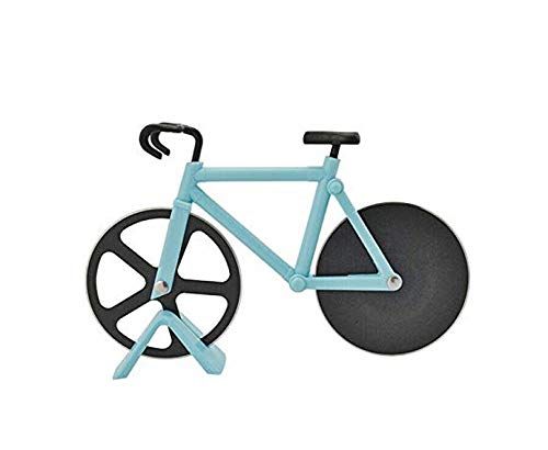 K-SPEED Pizza Cutter, Bicycle Pizza Cutter Stainless Steel Double Pizza Cutter with Non-stick Coating and Display Stand for Holiday Vacation Housewarming Cool Kitchen Gadget, (1PCS Baby Blue) - Grill Parts America