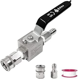 EDOU DIRECT Ball Valve for High Pressure Washer Hose Kit | 3/8" Male Plug X 3/8" Female Quick Connect | 4,500 PSI Max Working Pressure | Includes replacement Quick Connect and Teflon Tape - Grill Parts America