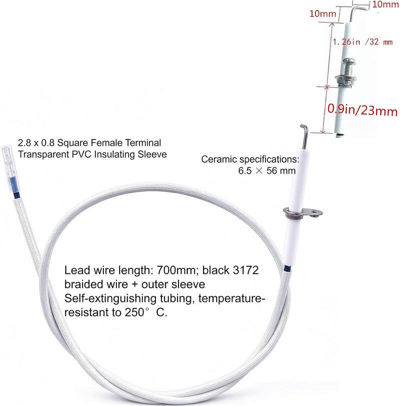 3 Pack Ceramic Igniter Electrode with Wire 27.56 in for Grill/Smoker