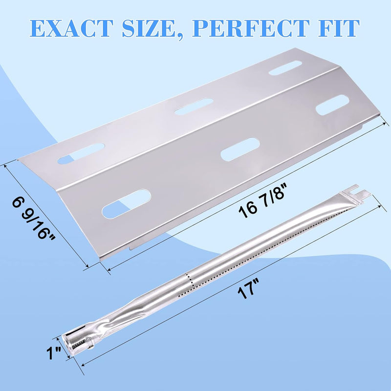 Grill Replacement Parts for Ducane 30400040 Parts, Repair Kit for Ducane Gas Barbecue Grill 3100, 3200, 3400 Replacement Burner Tube Heat Plate Shield DUCHD1, 30500048, 30500602, DUCHP1