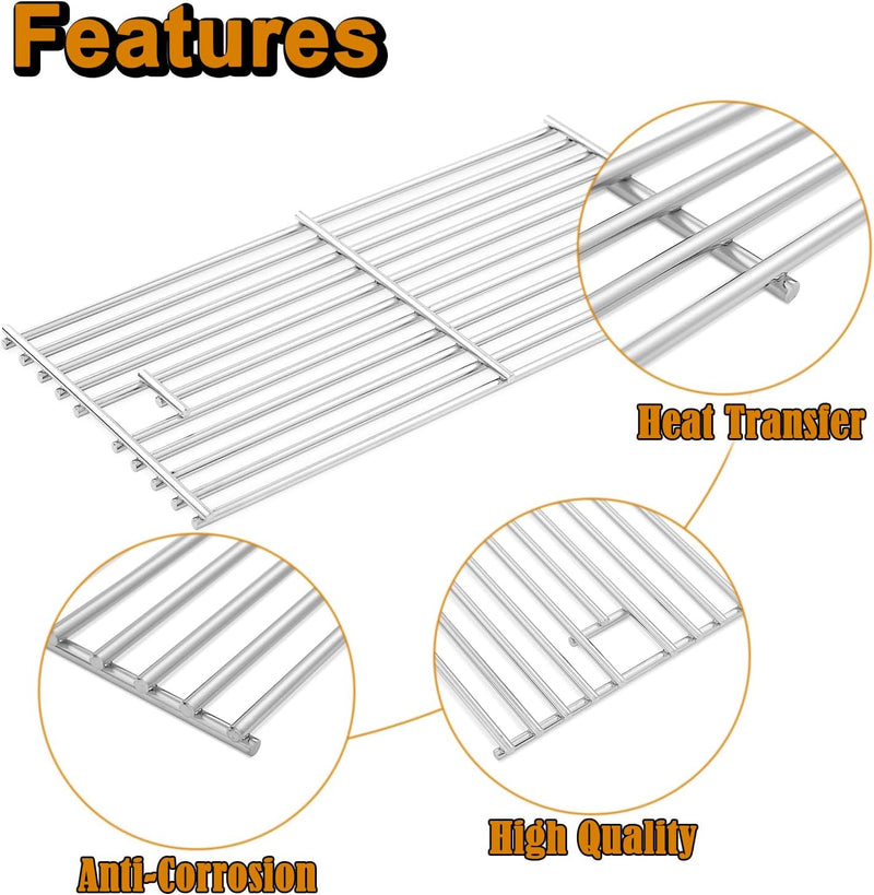16517 Grill Grates Replacement Parts for Bull Grill Parts 5 Burner Brahma 30 Inch 57568 57569 57568CE 57569CE 57568AGA 57569AGA Lion Premuim L90000 40 Inch Stainless Steel Cooking Grate 5 Pcs