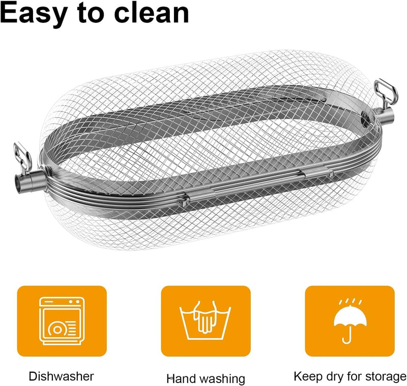 Rotisserie Grill Basket for Napoleon Grill 64000 BBQ Accessories Fit Most Spit Rods of Grills Rotisserie, Stainless Steel