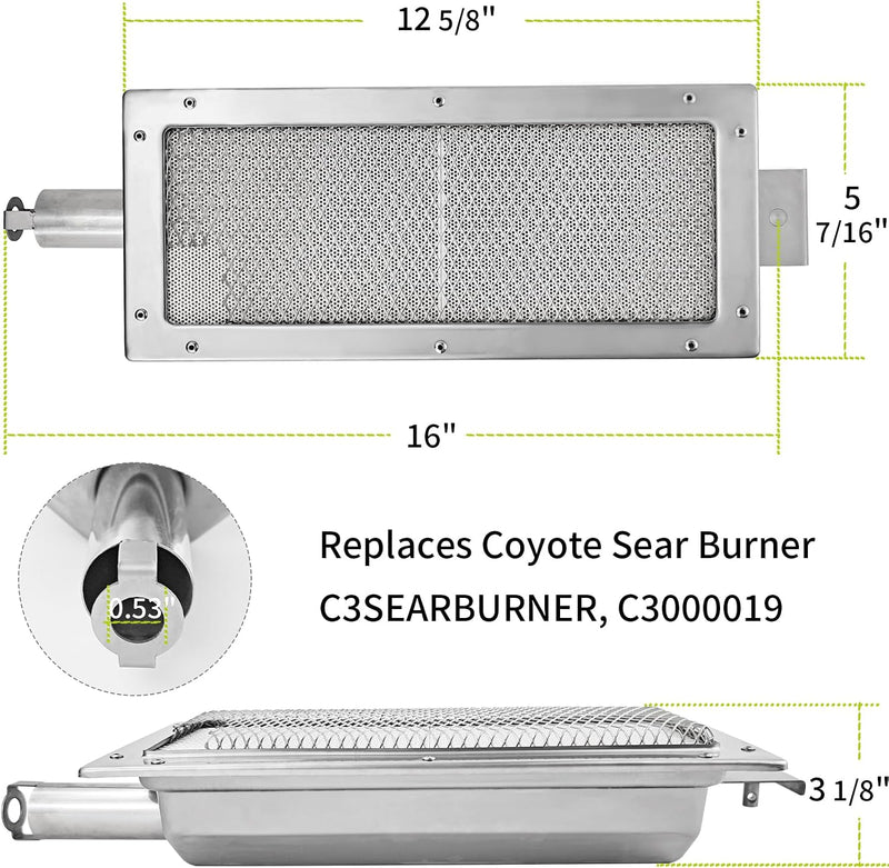 Infrared Sear Burner for Coyote CL & SL Series Grill Searing Burner Replacement Parts for Coyote CL SL 30 36 42 Inch BBQ Grill Accessories