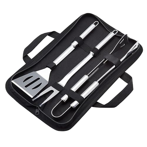 Amazon Basics 4-Piece Stainless Steel Barbeque Grilling Tool Set with Carry Bag - Grill Parts America