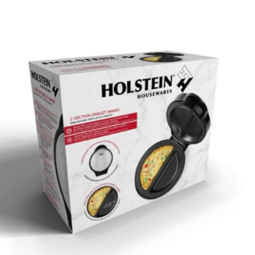 Holstein Housewares - Non-Stick Omelet & Frittata Maker, Stainless Steel - Makes 2 Individual Portions Quick & Easy (2 Section, Black) - Grill Parts America