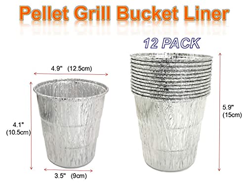 Grease Drip Bucket with12-Pack Disposable Foil Liner Kit Replacement Parts for Traeger Pitboss Oklahoma Joe's, Also Fits Most Wood Pellet Grill & Offset Smokers - Grill Parts America