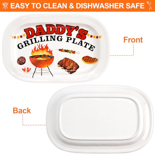 BBQ Daddys Grilling Platter Gifts for Dad Fathers Day Gift Barbecue Serving Tray Plate Dishes Birthday Men Grandpa Outdoor Indoor - Grill Parts America