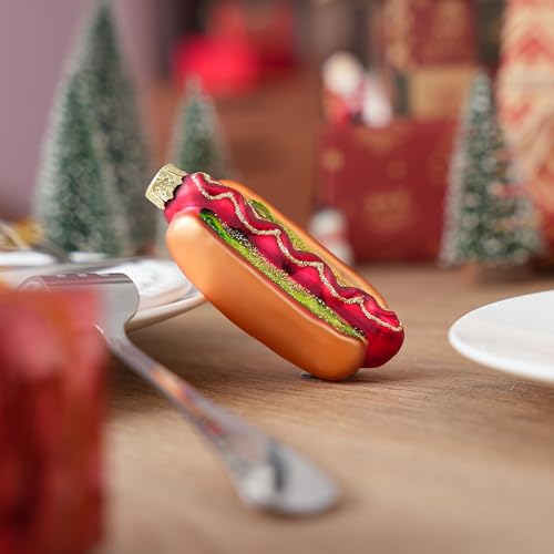 JOIEDOMI Hot Dog Food Blown Glass Large Christmas Ornaments for Christmas Tree Hanging Ornament Outdoor Christmas Decorations Indoor, Xmas Christmas Party Favors Supplies Cute Winter Presents Gift - Grill Parts America
