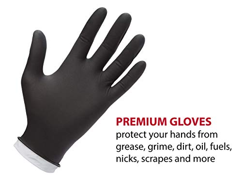 Venom Steel Industrial Nitrile Gloves, Chemical Resistant Disposable Black Gloves, Latex-Free, Powder-Free, Textured Grip, Heavy Duty Two-Layer Protection, 6 mil, One Size Fits Most, 100 Count - Grill Parts America
