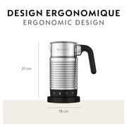 Nespresso Aeroccino4 Dishwasher-Safe Electric Milk Frother with Four Styles of Preparation (Silver and Black) - Grill Parts America