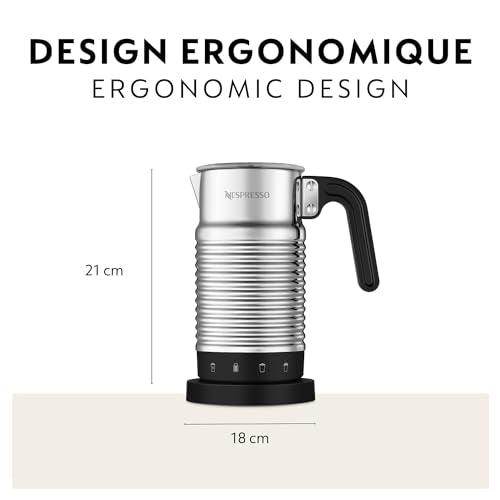 Nespresso Aeroccino4 Dishwasher-Safe Electric Milk Frother with Four Styles of Preparation (Silver and Black) - Grill Parts America
