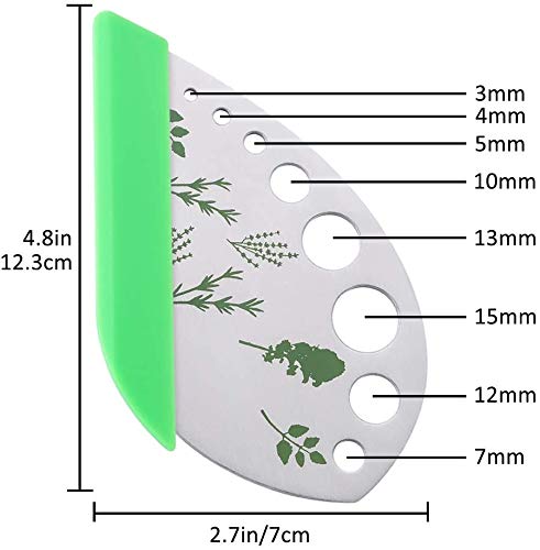 Herb Stripper, Jiaedge Green 9 holes Stainless Steel Kitchen Herbs Leaf Stripping Tool, Metal Herb Peeler for Kale, Collard Greens, Thyme, Basil, Rosemary Stripper - Grill Parts America
