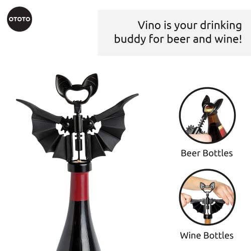 OTOTO 2-in-1 Wine & Beer Opener, Goth Halloween Gifts, Gothic Wine Accessories & Gifts for Wine Lovers, Spooky Corkscrew Bottle Opener, Wine Accessories, Wine Gifts, Cool Kitchen Gadgets (Vino) - Grill Parts America