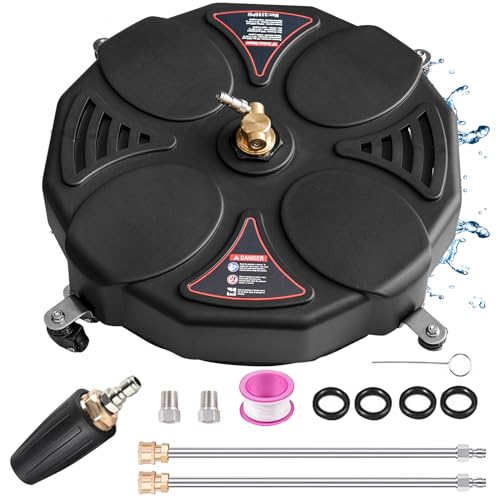 13" Pressure Washer Surface Cleaner with Turbo,Selkie Power Washer Driveway Attachment with 2 Power Washer Extension Wands&4 Replacement Nozzles&360 Rotating Turbo Nozzle,2500 PSI - Grill Parts America