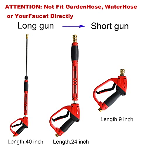 Tool Daily Deluxe Pressure Washer Gun, with Replacement Wand Extension, 5 Nozzle Tips, M22 Fitting, 40 Inch, 5000 PSI - Grill Parts America