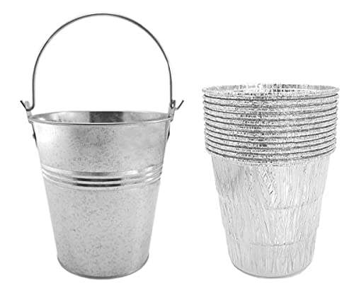 Grease Drip Bucket with12-Pack Disposable Foil Liner Kit Replacement Parts for Traeger Pitboss Oklahoma Joe's, Also Fits Most Wood Pellet Grill & Offset Smokers - Grill Parts America