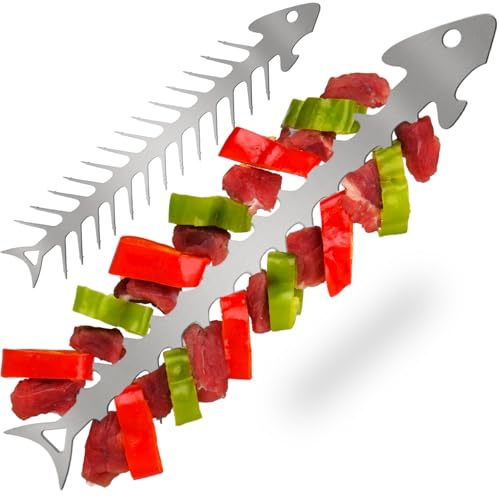 Unique Kabob Skewers for Grilling Rack - BBQ Accessories Grill Stand Tool Mens Gift, Vegetable Barbecue Holder for Christmas Dad Gift Idea, Gift for Fathers Day, Valentines, Birthday, Stocking Stuffer - Grill Parts America