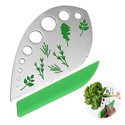 Herb Stripper, Jiaedge Green 9 holes Stainless Steel Kitchen Herbs Leaf Stripping Tool, Metal Herb Peeler for Kale, Collard Greens, Thyme, Basil, Rosemary Stripper - Grill Parts America