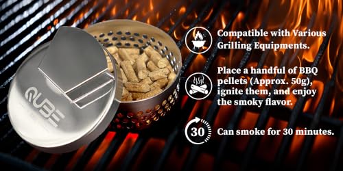 QUBE BBQ Smoker Box - Barbecue Grilling Accessories, Add Smokey BBQ Flavor on Gas Grill or Charcoal Grills with This Stainless Steel Smoker Box - Grill Parts America
