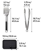 OXO Good Grips Grilling, 3pc Set - Tongs, Turner and Tool Rest, Black - Grill Parts America