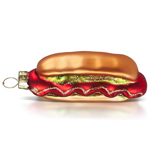 JOIEDOMI Hot Dog Food Blown Glass Large Christmas Ornaments for Christmas Tree Hanging Ornament Outdoor Christmas Decorations Indoor, Xmas Christmas Party Favors Supplies Cute Winter Presents Gift - Grill Parts America