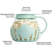Ecolution Patented Micro-Pop Microwave Popcorn Popper with Temperature Safe Glass, 3-in-1 Lid Measures Kernels and Melts Butter, Made Without BPA, Dishwasher Safe, 3-Quart, Aqua - Grill Parts America