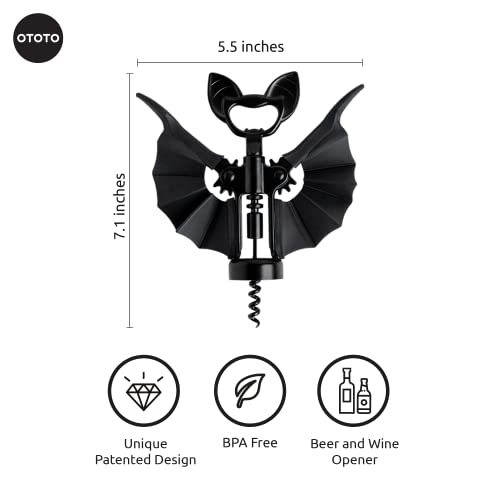 OTOTO 2-in-1 Wine & Beer Opener, Goth Halloween Gifts, Gothic Wine Accessories & Gifts for Wine Lovers, Spooky Corkscrew Bottle Opener, Wine Accessories, Wine Gifts, Cool Kitchen Gadgets (Vino) - Grill Parts America