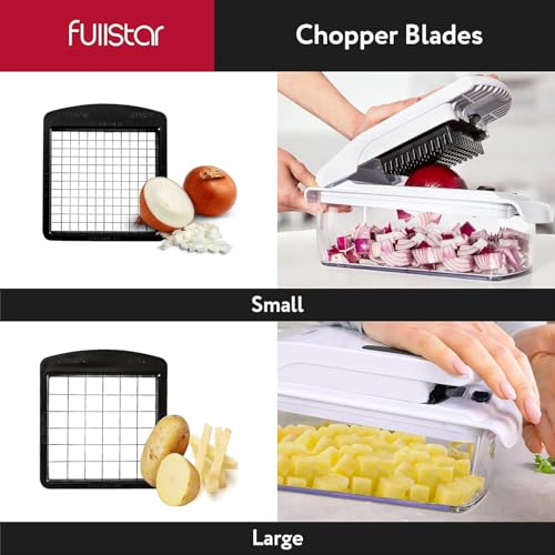 Fullstar Vegetable Chopper - Food Chopper - Onion Chopper - Vegetable Slicer & Spiralizer - Veggie Chopper with Container - Kitchen Gadgets - Home Essentials - Kitchen Accessories (4 in 1, White) - Grill Parts America