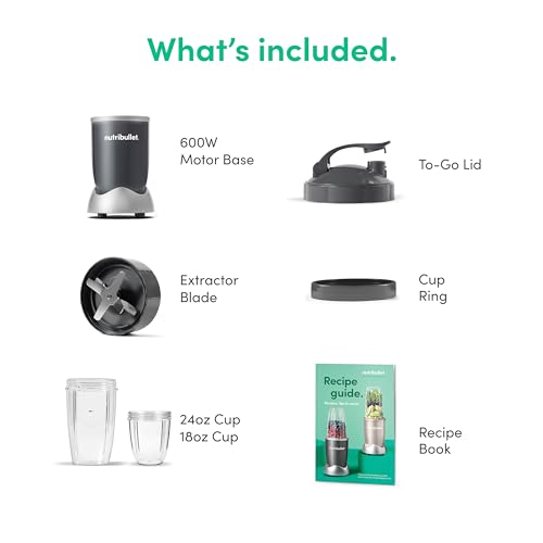 nutribullet Personal Blender for Shakes, Smoothies, Food Prep, and Frozen Blending, 24 Ounces, 600 Watt, Gray, (NBR-0601) - Grill Parts America