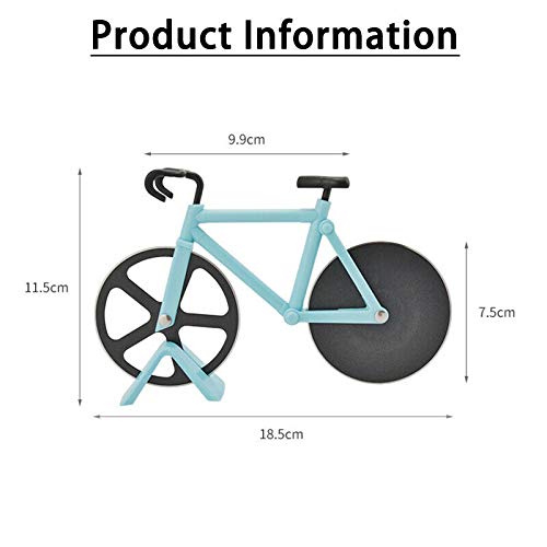 K-SPEED Pizza Cutter, Bicycle Pizza Cutter Stainless Steel Double Pizza Cutter with Non-stick Coating and Display Stand for Holiday Vacation Housewarming Cool Kitchen Gadget, (1PCS Baby Blue) - Grill Parts America