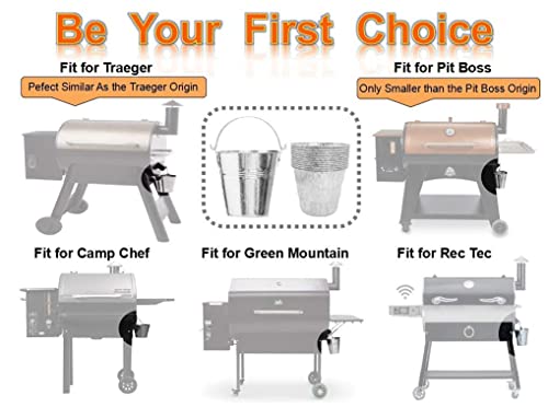 Grease Drip Bucket with12-Pack Disposable Foil Liner Kit Replacement Parts for Traeger Pitboss Oklahoma Joe's, Also Fits Most Wood Pellet Grill & Offset Smokers - Grill Parts America